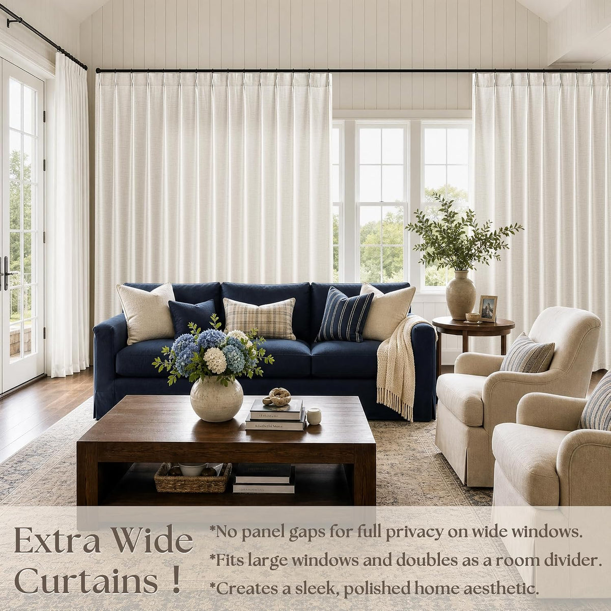 BILEEHOME W72xL108 Inch Extra Wide Curtains for Bedroom High Ceiling Drapes