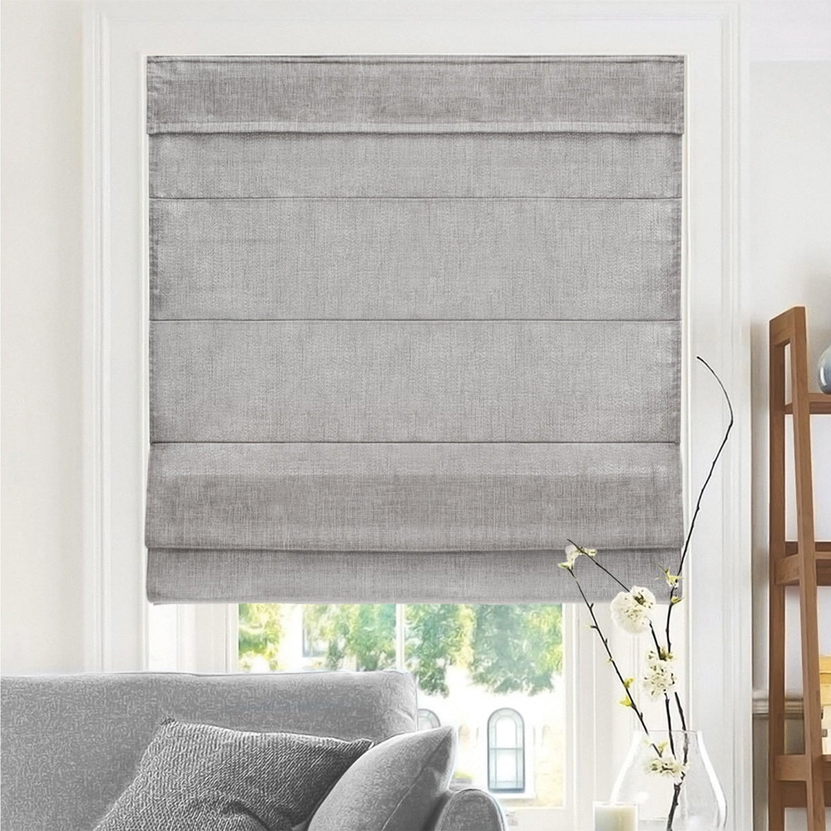 Chicology Cordless Roman Window Shade, Belgian Flax, 29"W x 64"H