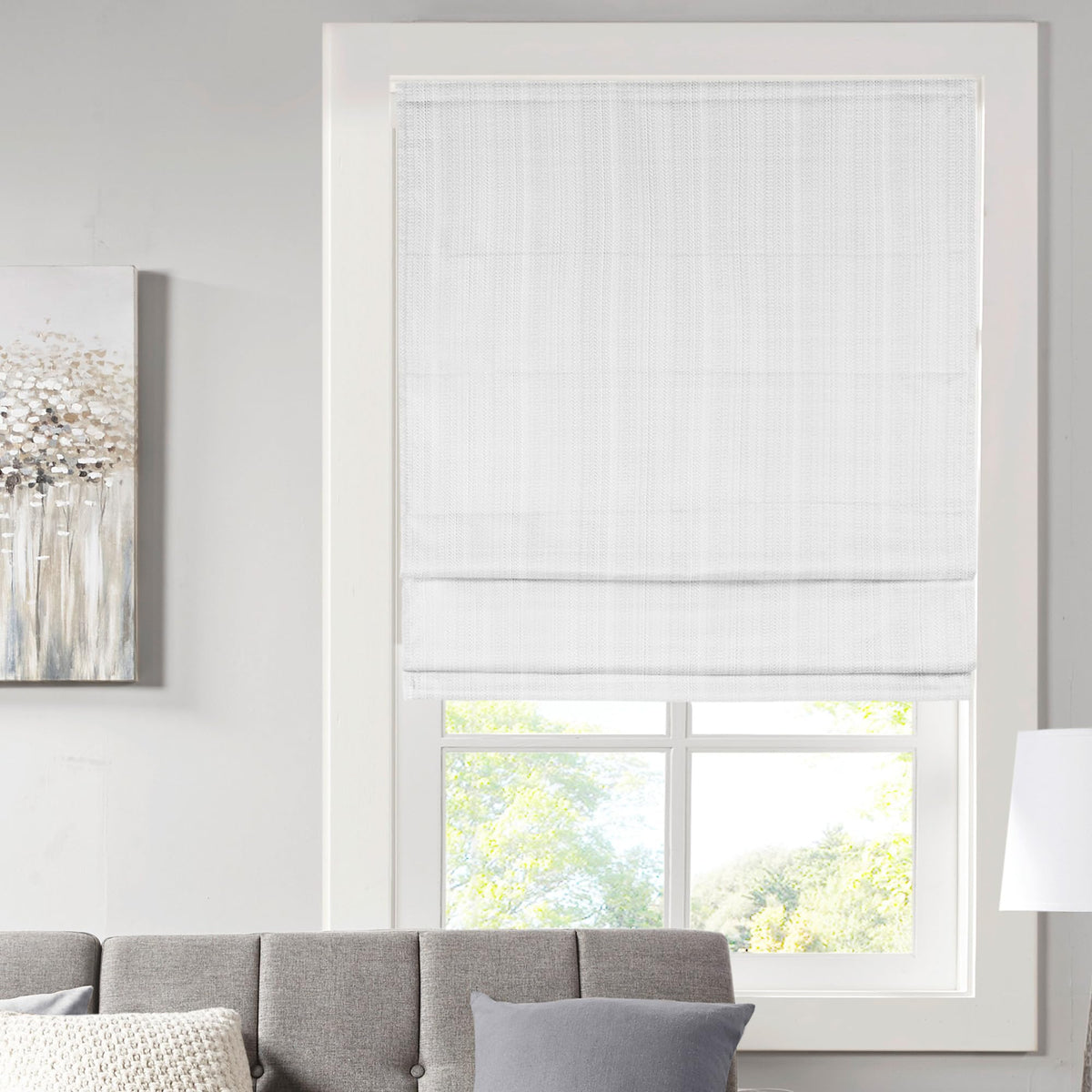 Madison Park Roman Shade, Room Darkening Blind Cordless, 33x64 Sheen Ivory