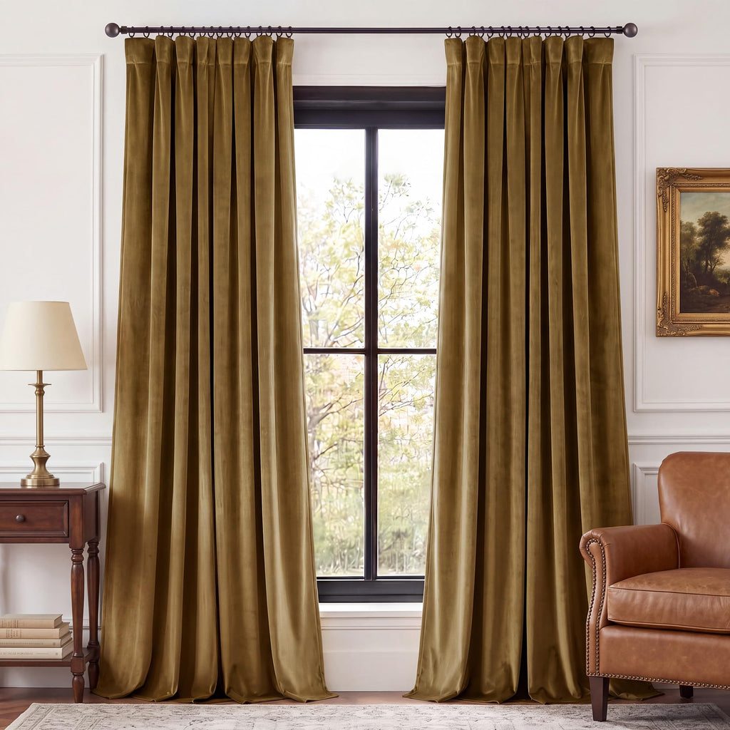 StangH Theater Red Velvet Curtains for Living Room Christmas Decor 2 Panels