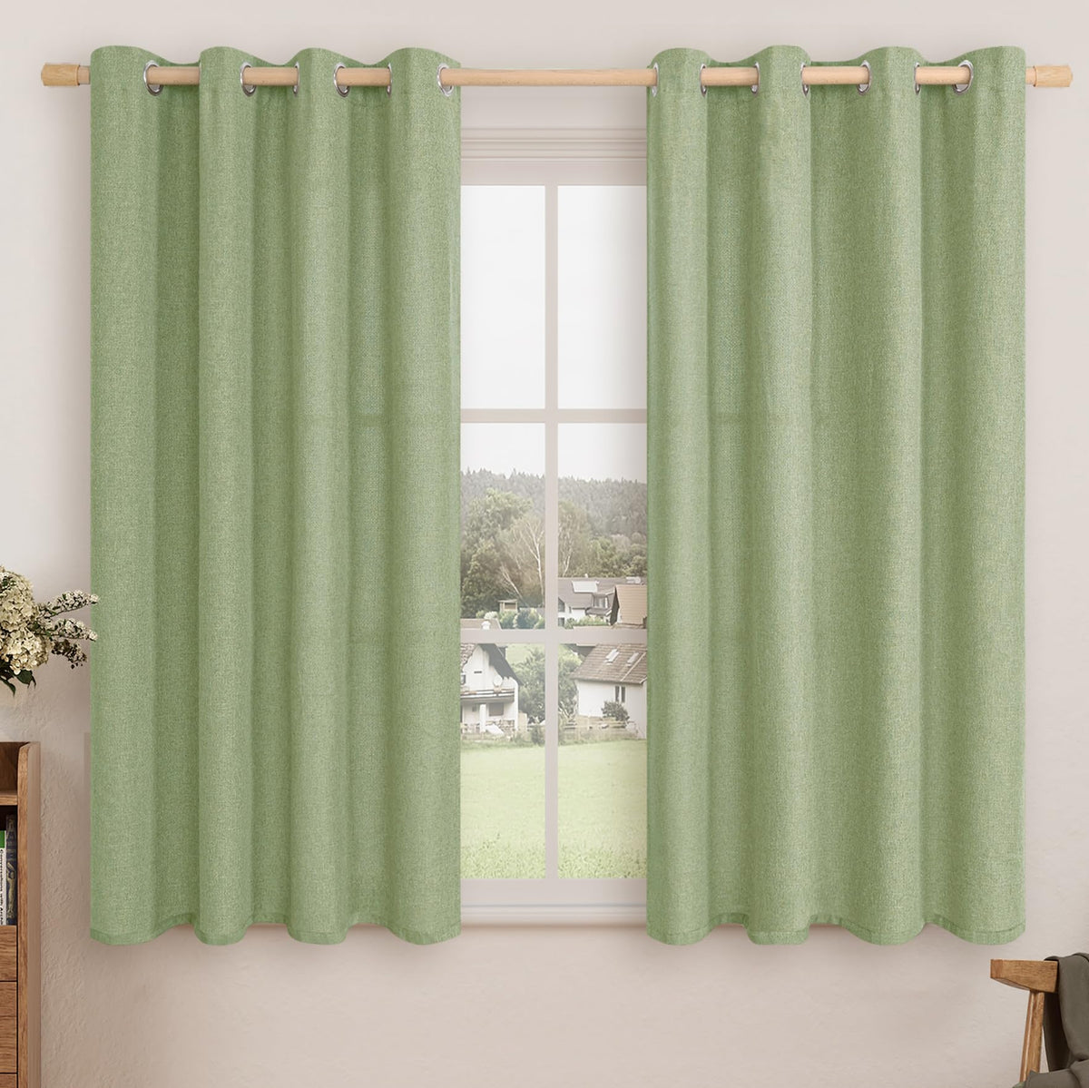 LAMIT 90 Inch Long Oatmeal Linen Curtains for Living Room 2 Panels