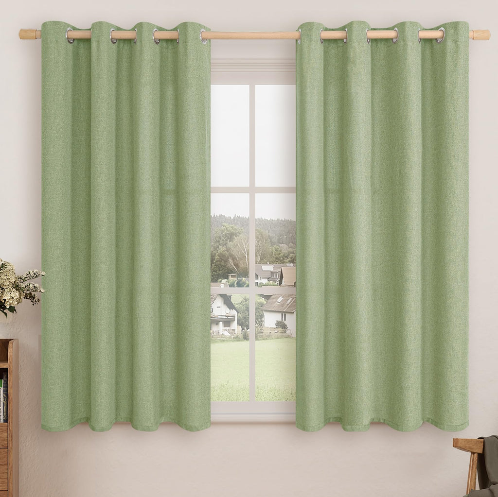 LAMIT 90 Inch Long Oatmeal Linen Curtains for Living Room 2 Panels
