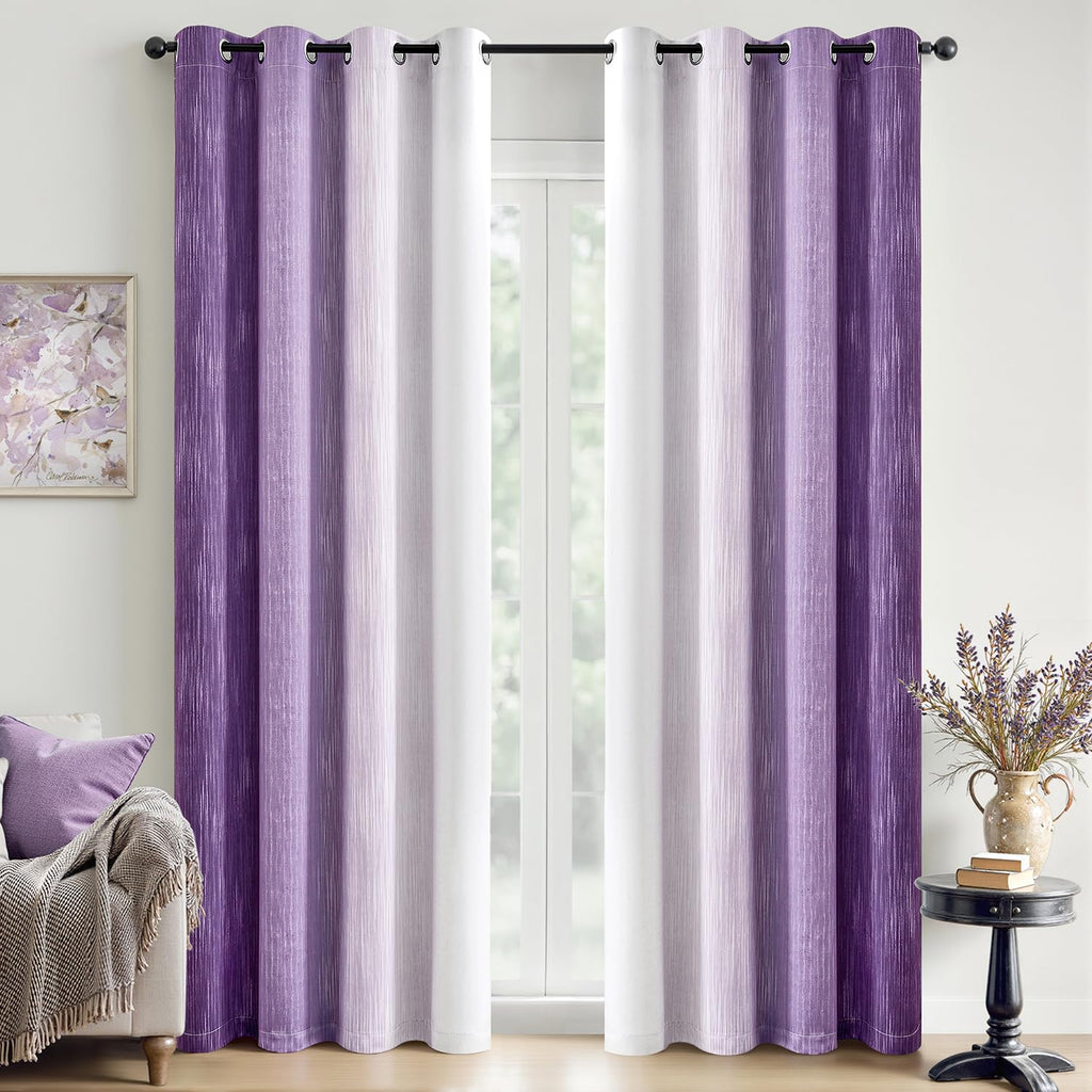 MIULEE Navy Blue and Greyish White Ombre Blackout Curtains 52Wx84L Set of 2