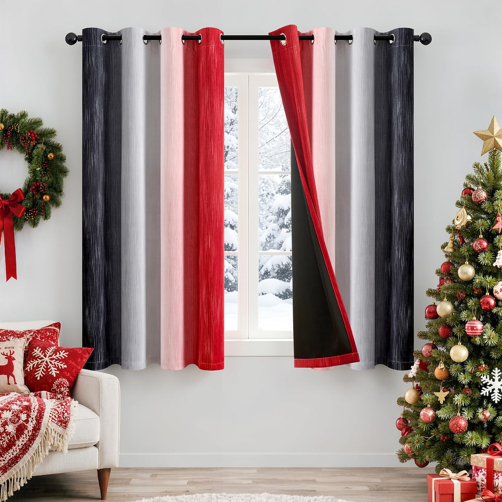MIULEE Navy Blue and Greyish White Ombre Blackout Curtains 52Wx84L Set of 2