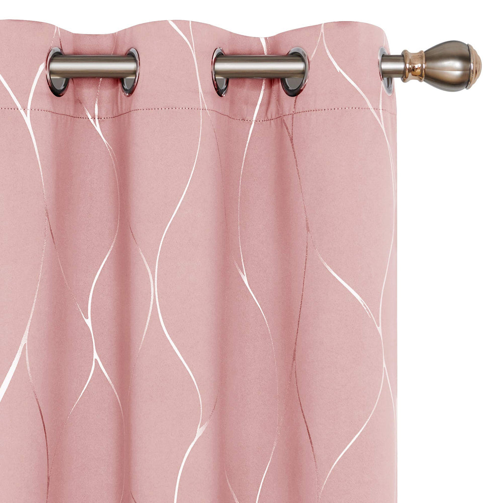 Deconovo Curtains for Living Room, Pattern Blackout Curtains 84 Inches Long