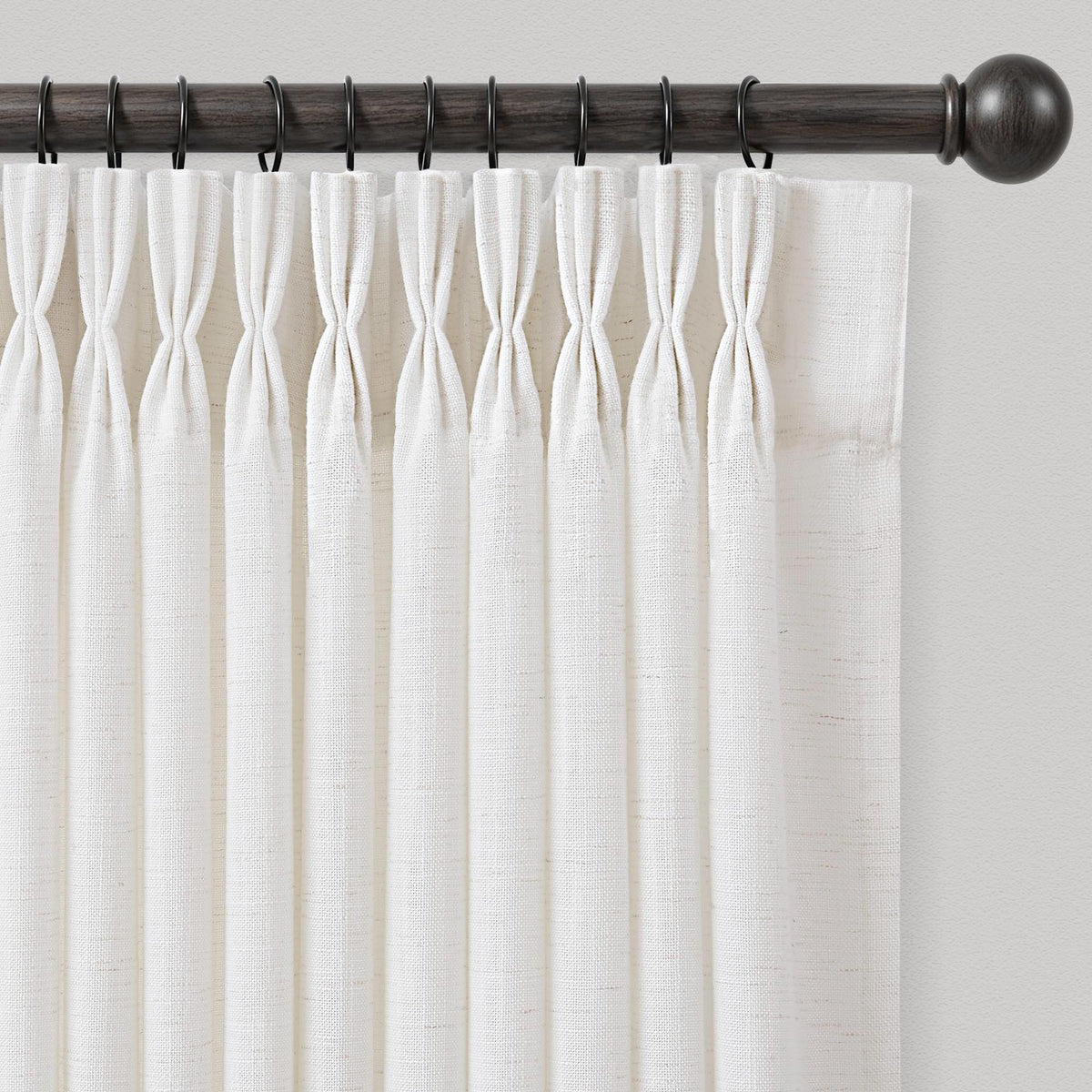 Beige Pinch Pleated Linen Curtains 108 inch Length 2 Panels for Living Room Light Filtering Triple Pleat Curtain Memory Trained FarmhouseNeutral Earthy Thick Flax Linen Drapes 108 inch Long Apricot