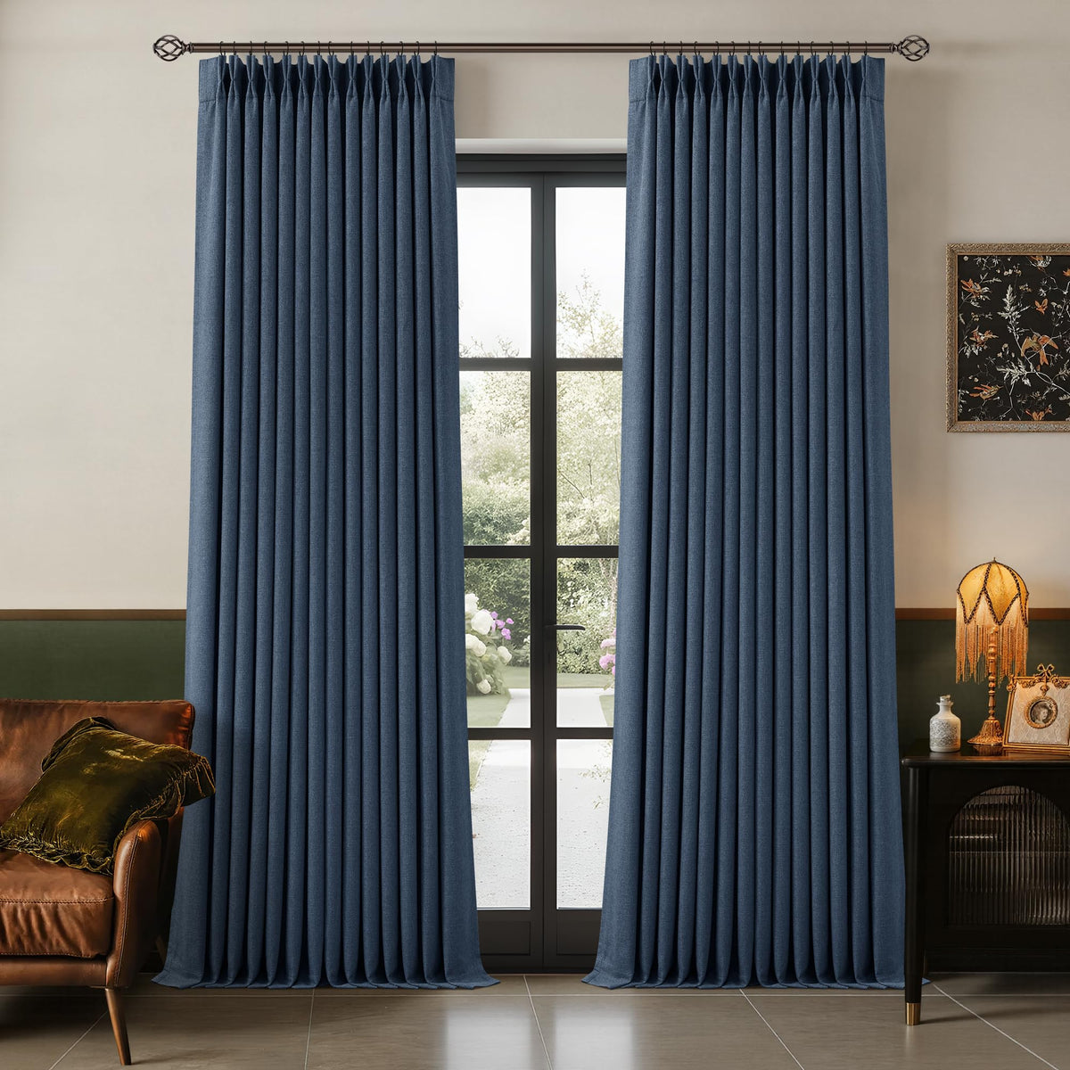102 Inch Pinch Pleated Blackout Curtains for Bedroom 2 Panels Natural