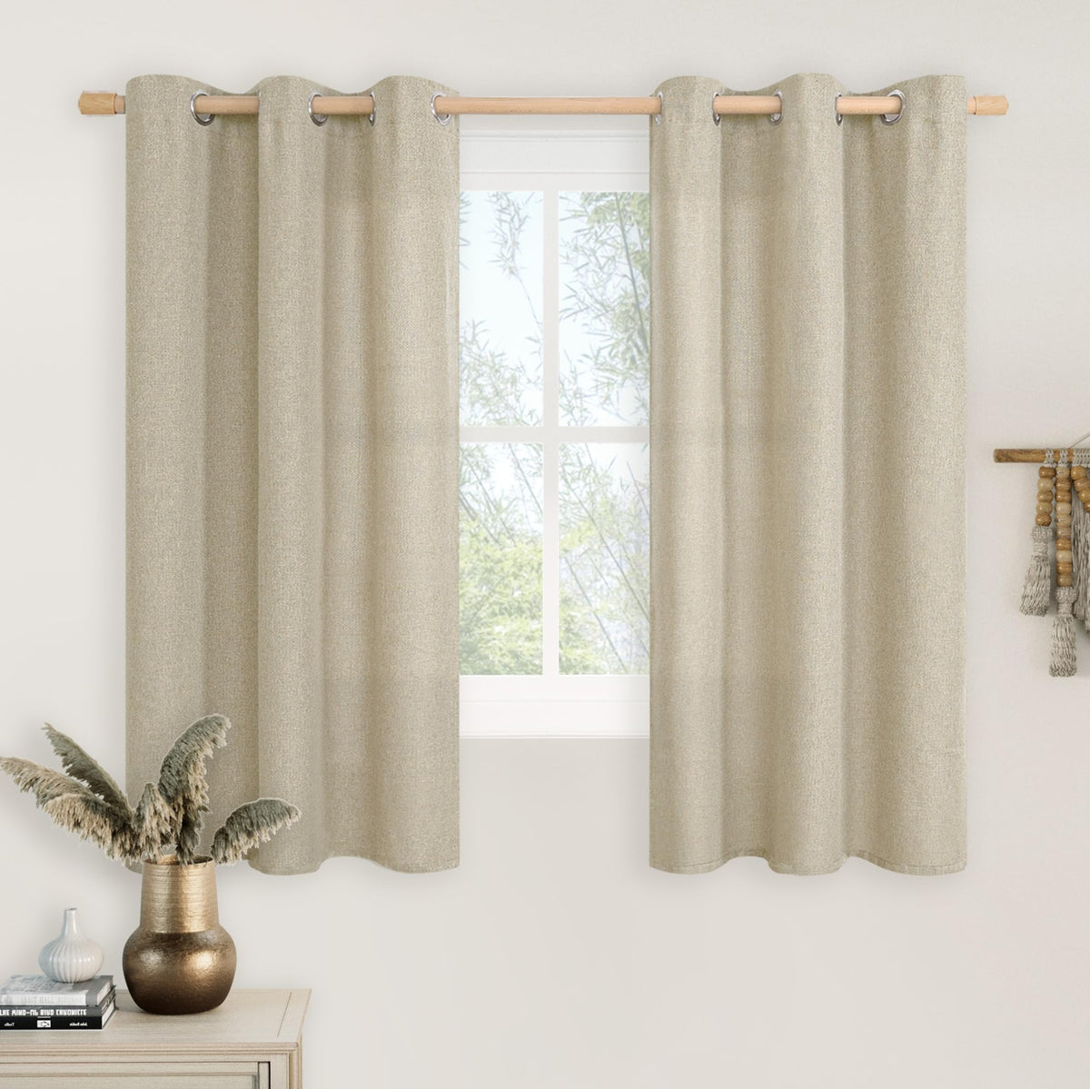 LAMIT 90 Inch Long Oatmeal Linen Curtains for Living Room 2 Panels