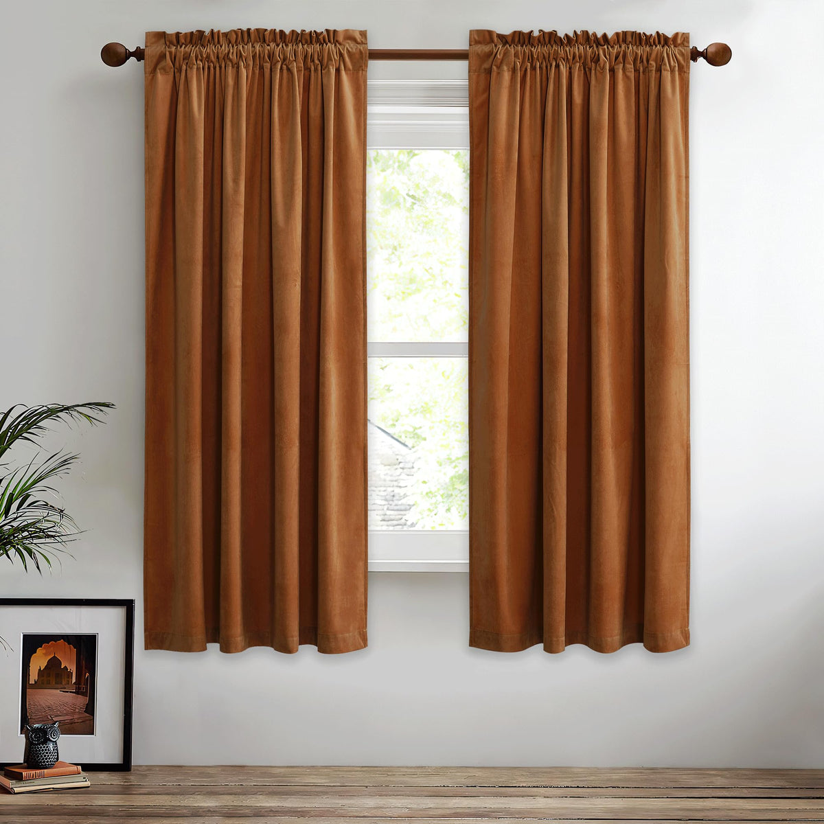 StangH Theater Red Velvet Curtains for Living Room Christmas Decor 2 Panels