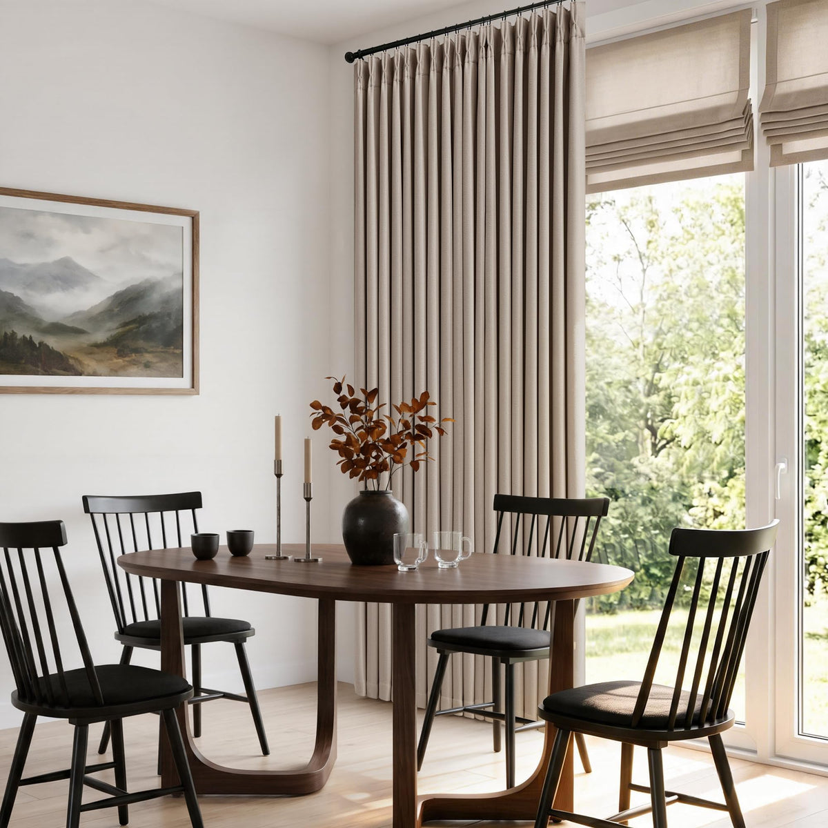 102 Inch Pinch Pleated Blackout Curtains for Bedroom 2 Panels Natural