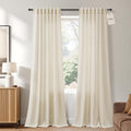 Naturoom Extra Long Linen Curtains 108 Inch 9ft for Living Room Cream Beige