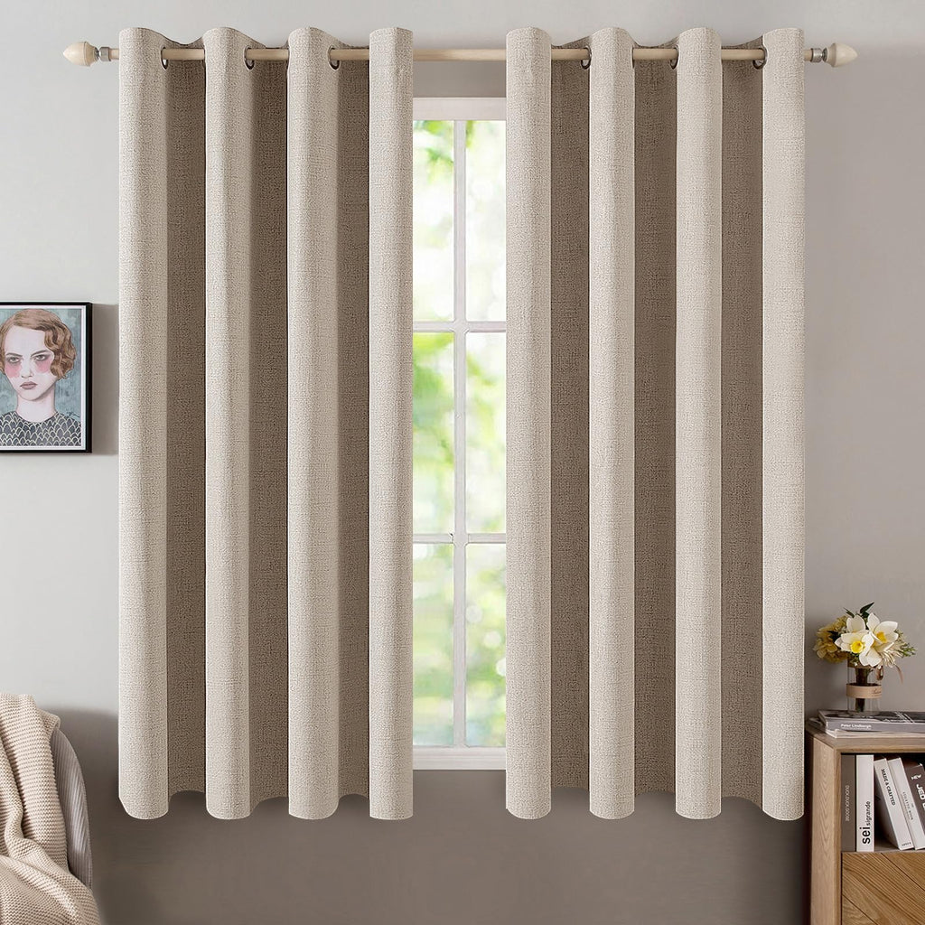 MIULEE 100% Blackout Linen Curtains for Bedroom 52x84 Inches Dusty Blue