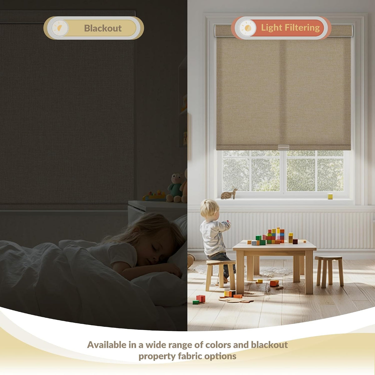 Blackout Roller Shades for Windows, Beige, Customize It