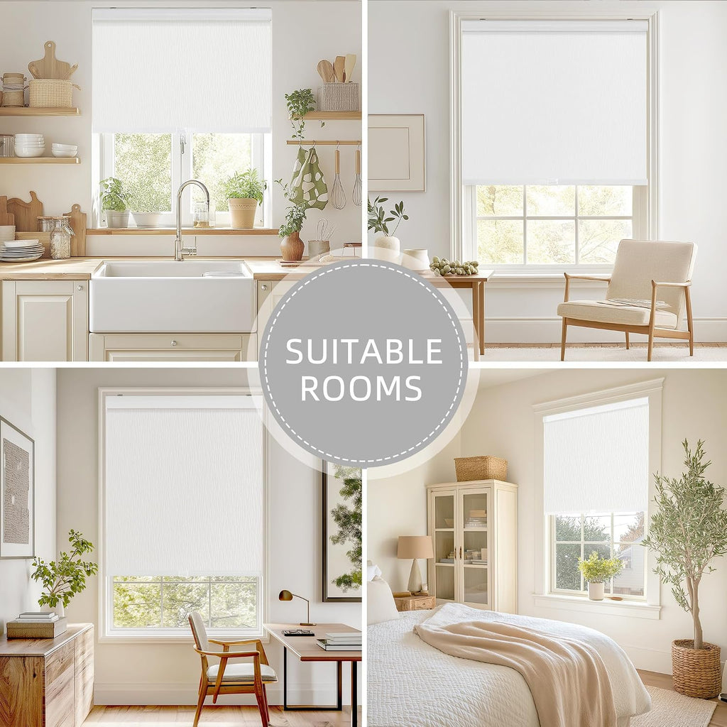 ChrisDowa Blackout Window Shades, Cordless Roller Blinds for Indoor Windows
