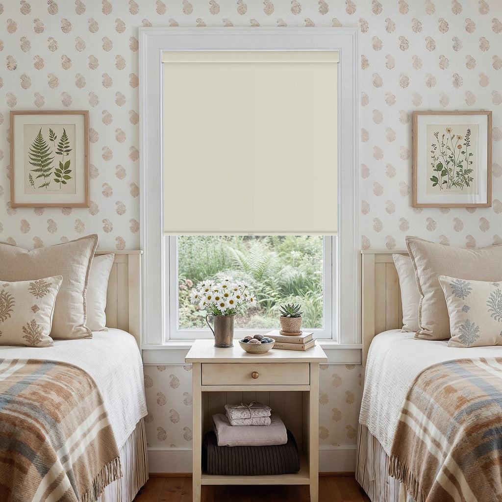 Extra Wide Beige Roller Shades 100% Blackout Blinds for Large Window Bedroom Living Room Dining Free-Stop Cordless Thermal Insulated Black Out Shades with Valance, Room Darkening Blinds Oatmeal,72x72