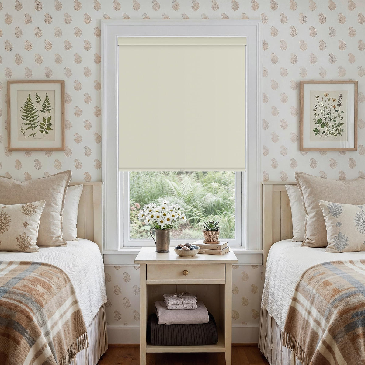 Extra Wide Beige Roller Shades 100% Blackout Blinds for Large Window Bedroom Living Room Dining Free-Stop Cordless Thermal Insulated Black Out Shades with Valance, Room Darkening Blinds Oatmeal,72x72