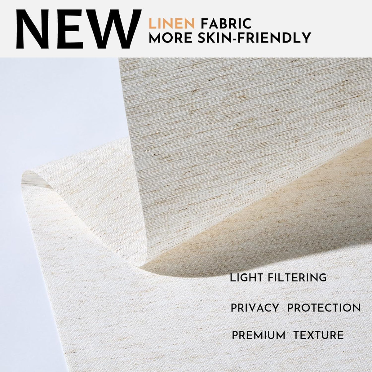 Persilux Light Filtering Roller Shades for Indoor Windows Blinds,Cordless,Linen Fabric,Thermal Insulated Fabric UV Protection Shades for Home,Office,Bedroom,Door,Light Filtering-Cream,16" W X 64" H
