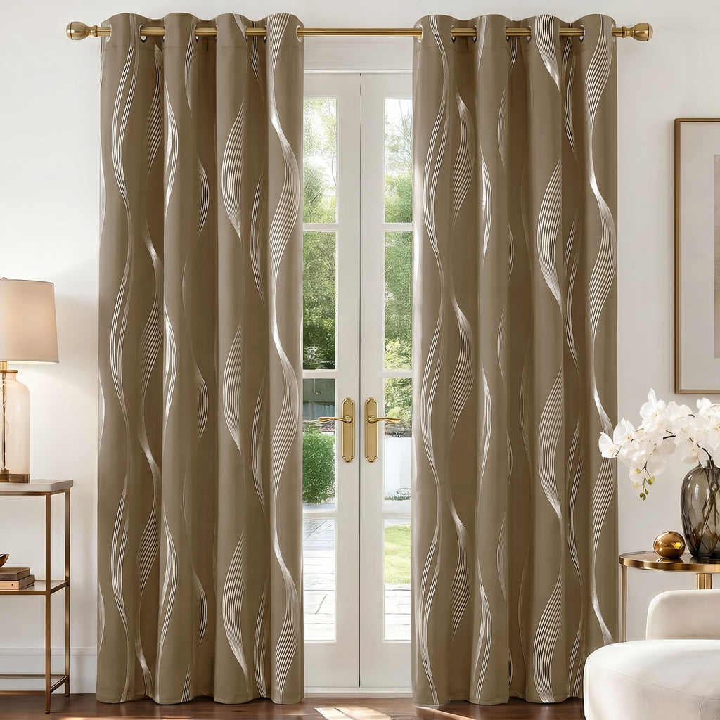 Deconovo Curtains for Living Room, Pattern Blackout Curtains 84 Inches Long