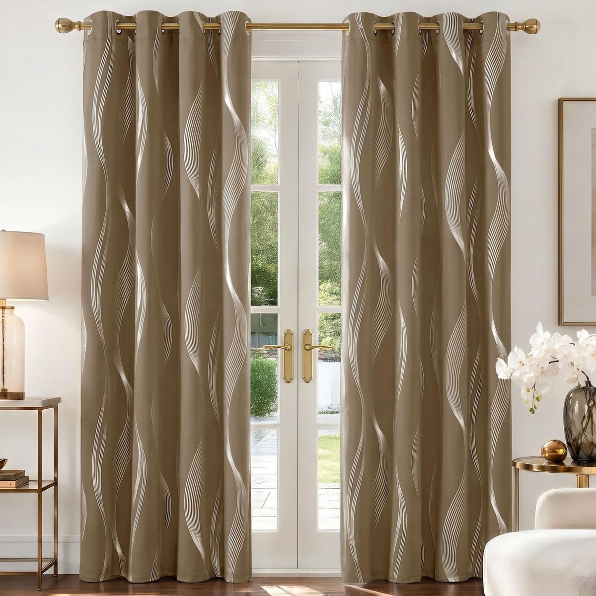 Deconovo Curtains for Living Room, Pattern Blackout Curtains 84 Inches Long