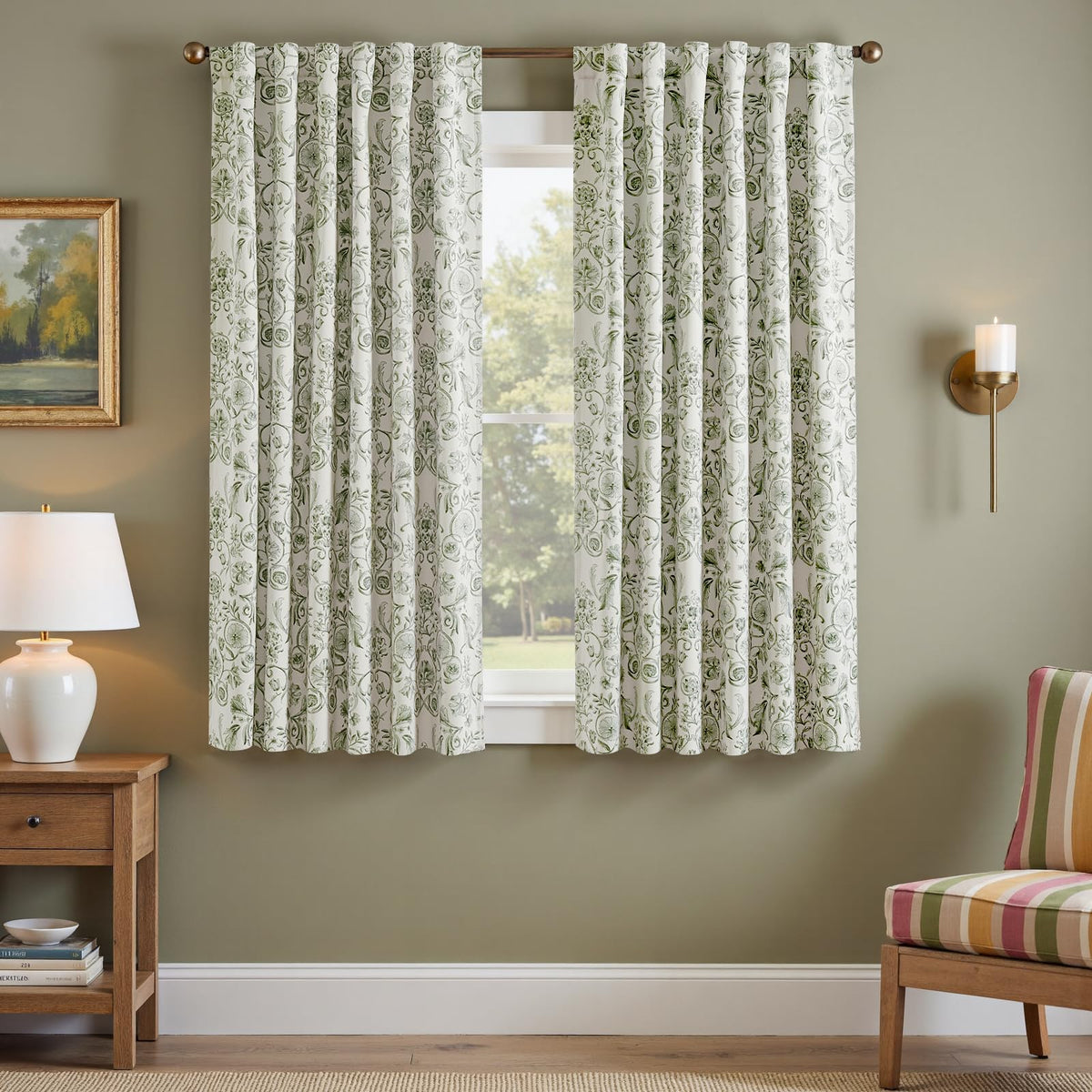 jinchan Black Boho Floral Blackout Curtains W100xL96 Grommet 1 Panel