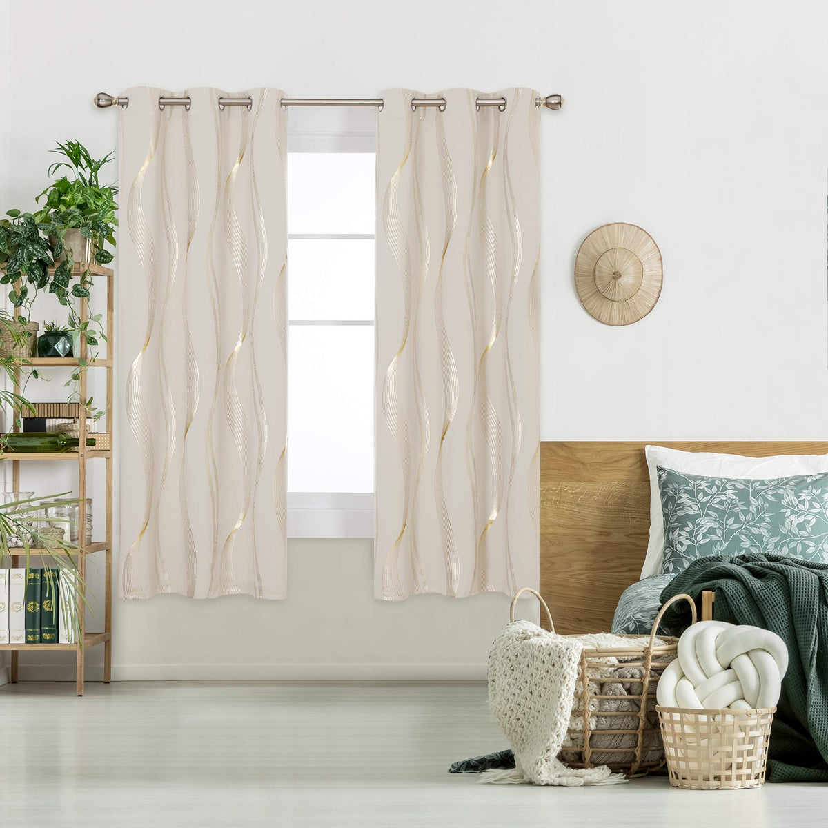 Deconovo Curtains for Living Room, Pattern Blackout Curtains 84 Inches Long