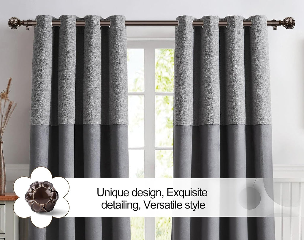 KAMANINA Curtain Rods for Windows 72 to 144 Inch, Long Heavy Duty, Bronze