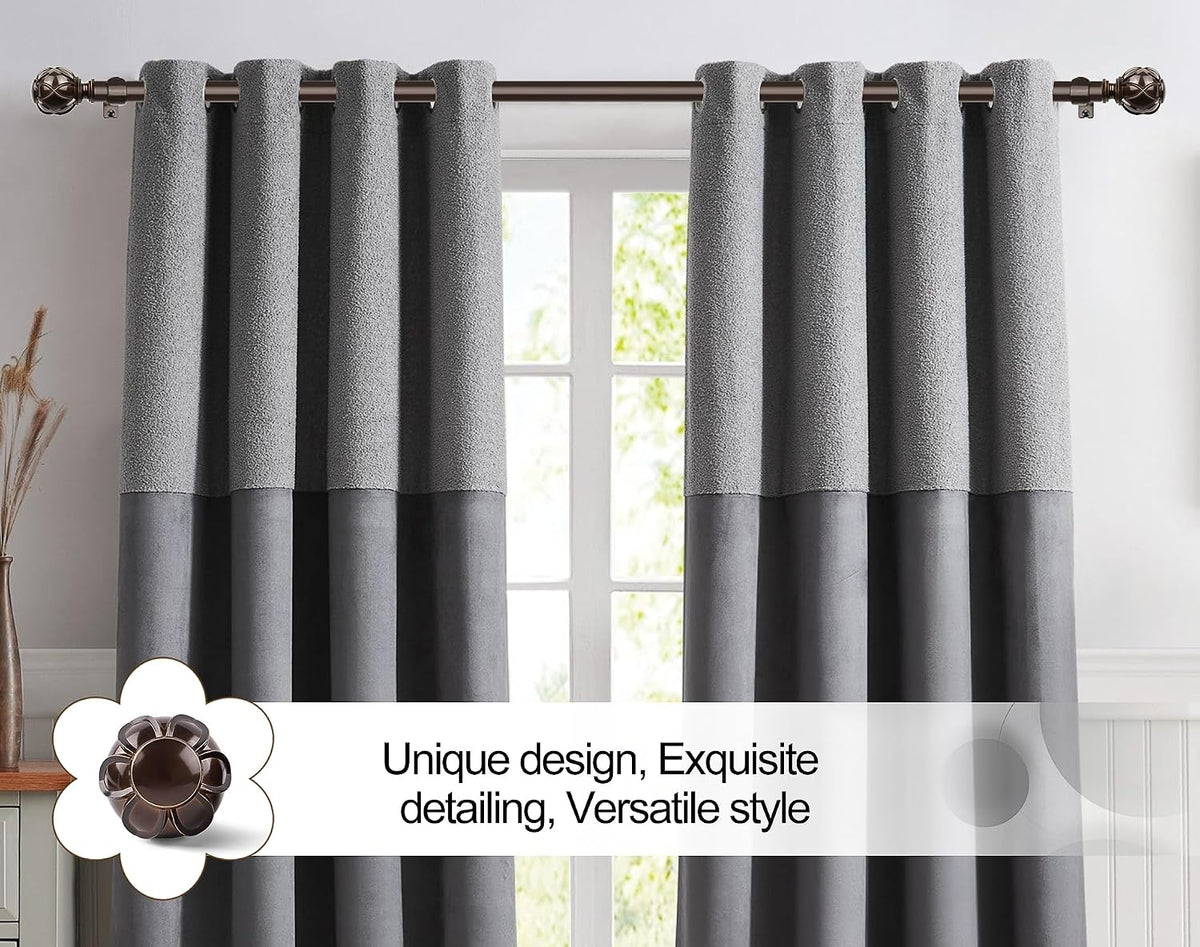 KAMANINA Curtain Rods for Windows 72 to 144 Inch, Long Heavy Duty, Bronze