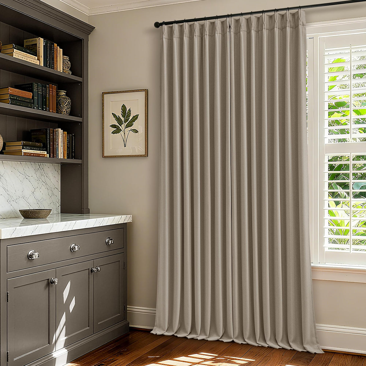 102 Inch Pinch Pleated Blackout Curtains for Bedroom 2 Panels Natural