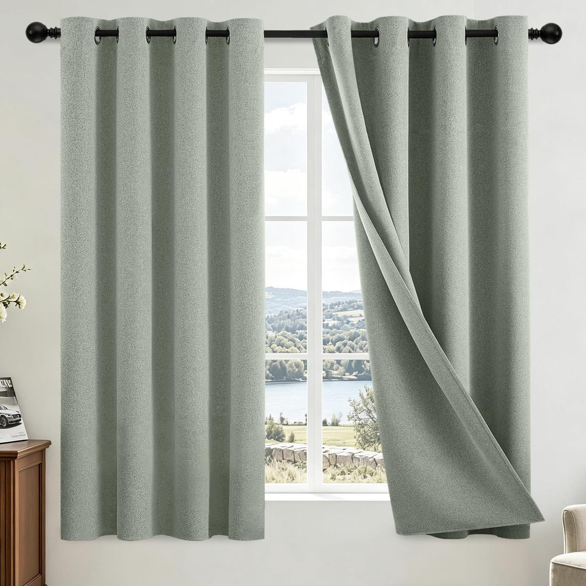 COSVIYA Grommet Blackout Room Darkening Navy Blue Curtains 84 inch Length