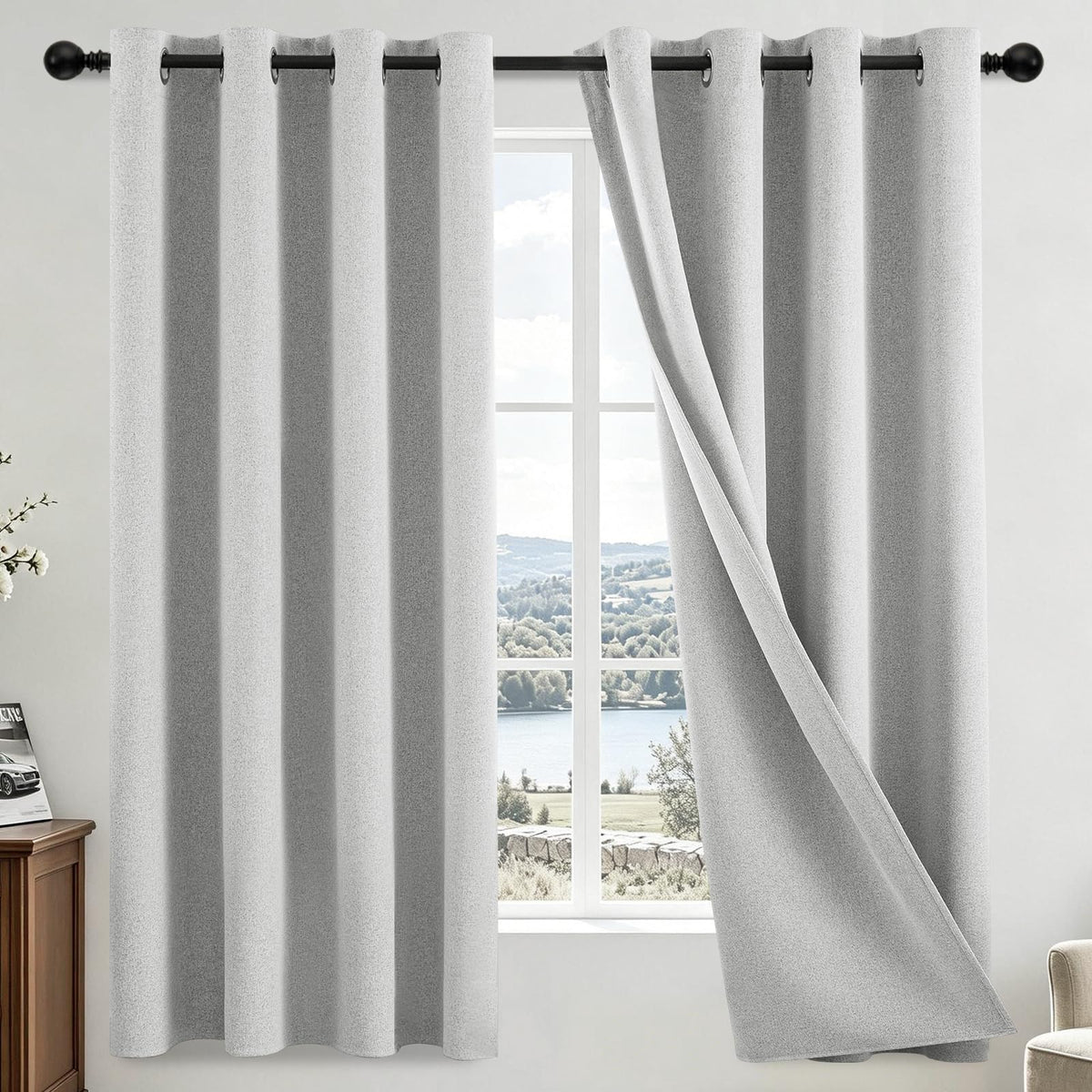 COSVIYA Grommet Blackout Room Darkening Navy Blue Curtains 84 inch Length