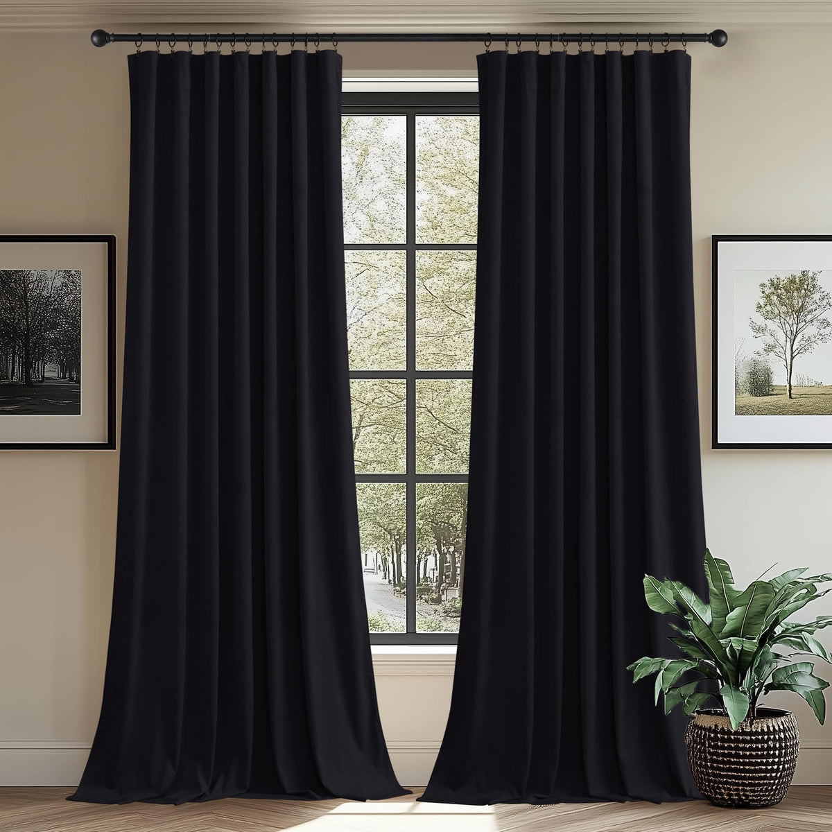 StangH Theater Red Velvet Curtains for Living Room Christmas Decor 2 Panels