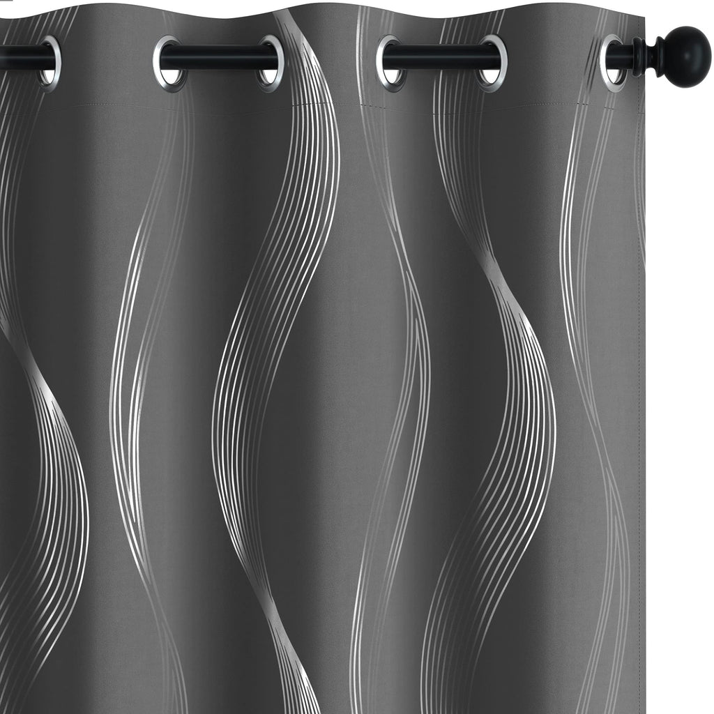 Deconovo Curtains for Living Room, Pattern Blackout Curtains 84 Inches Long