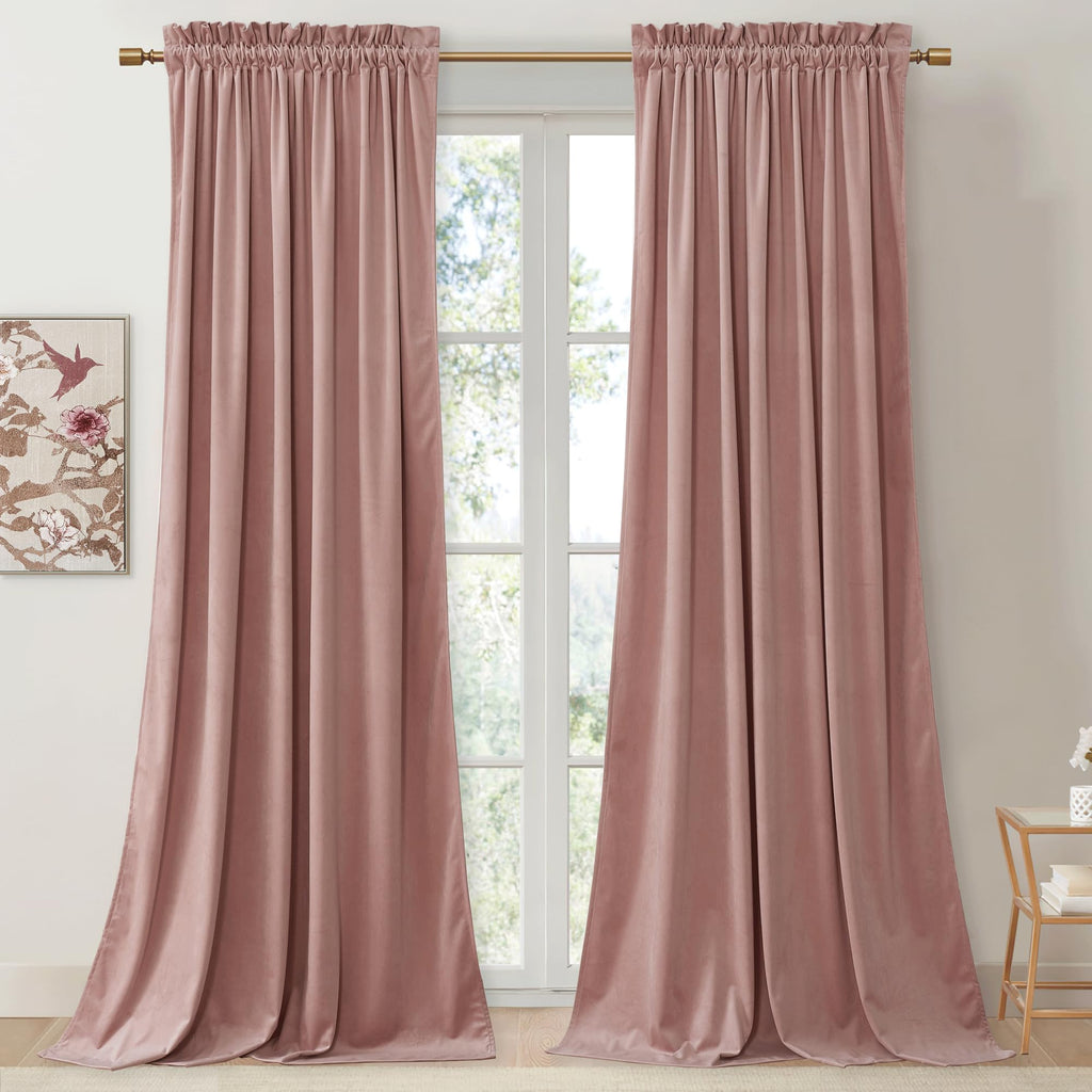StangH Theater Red Velvet Curtains for Living Room Christmas Decor 2 Panels