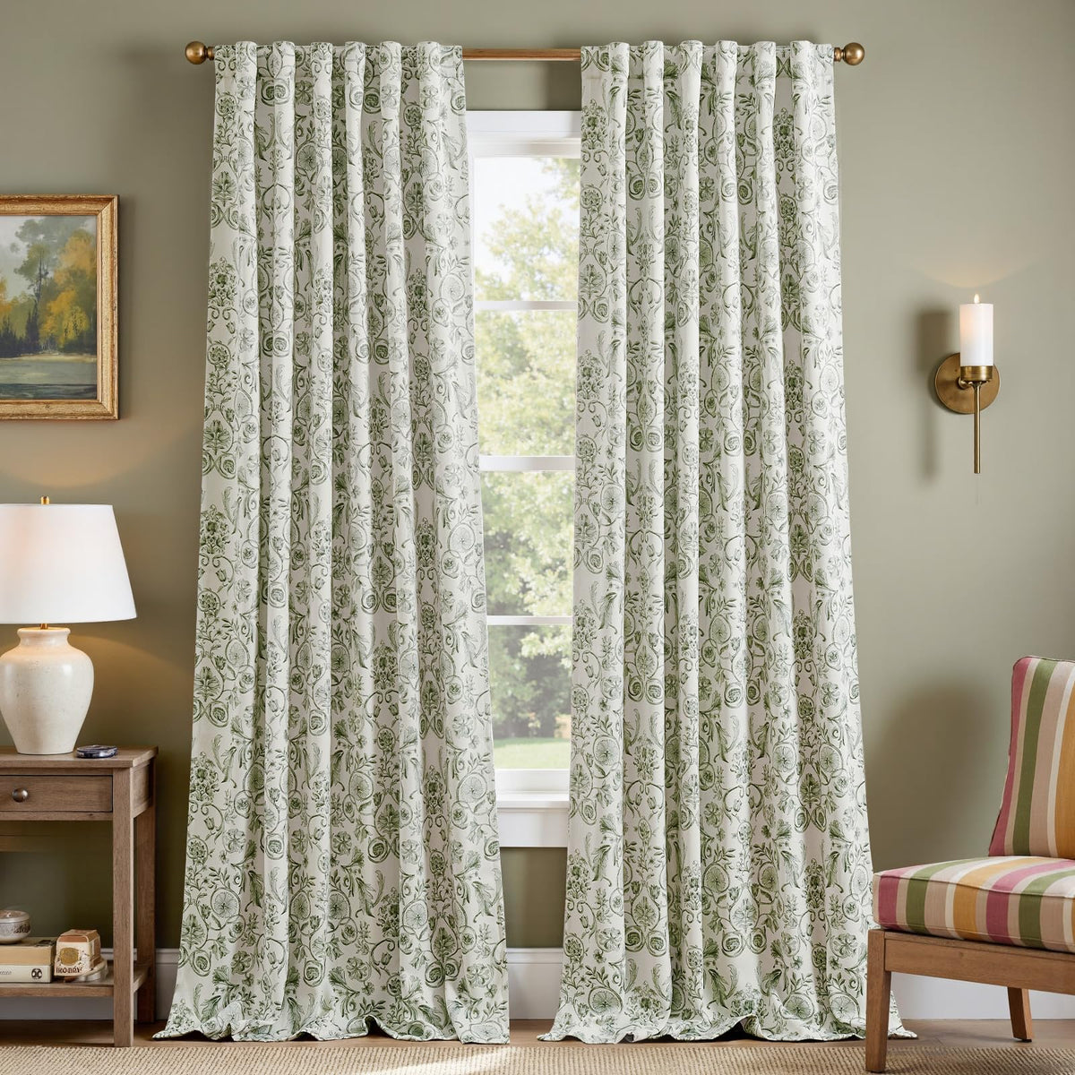 jinchan Black Boho Floral Blackout Curtains W100xL96 Grommet 1 Panel
