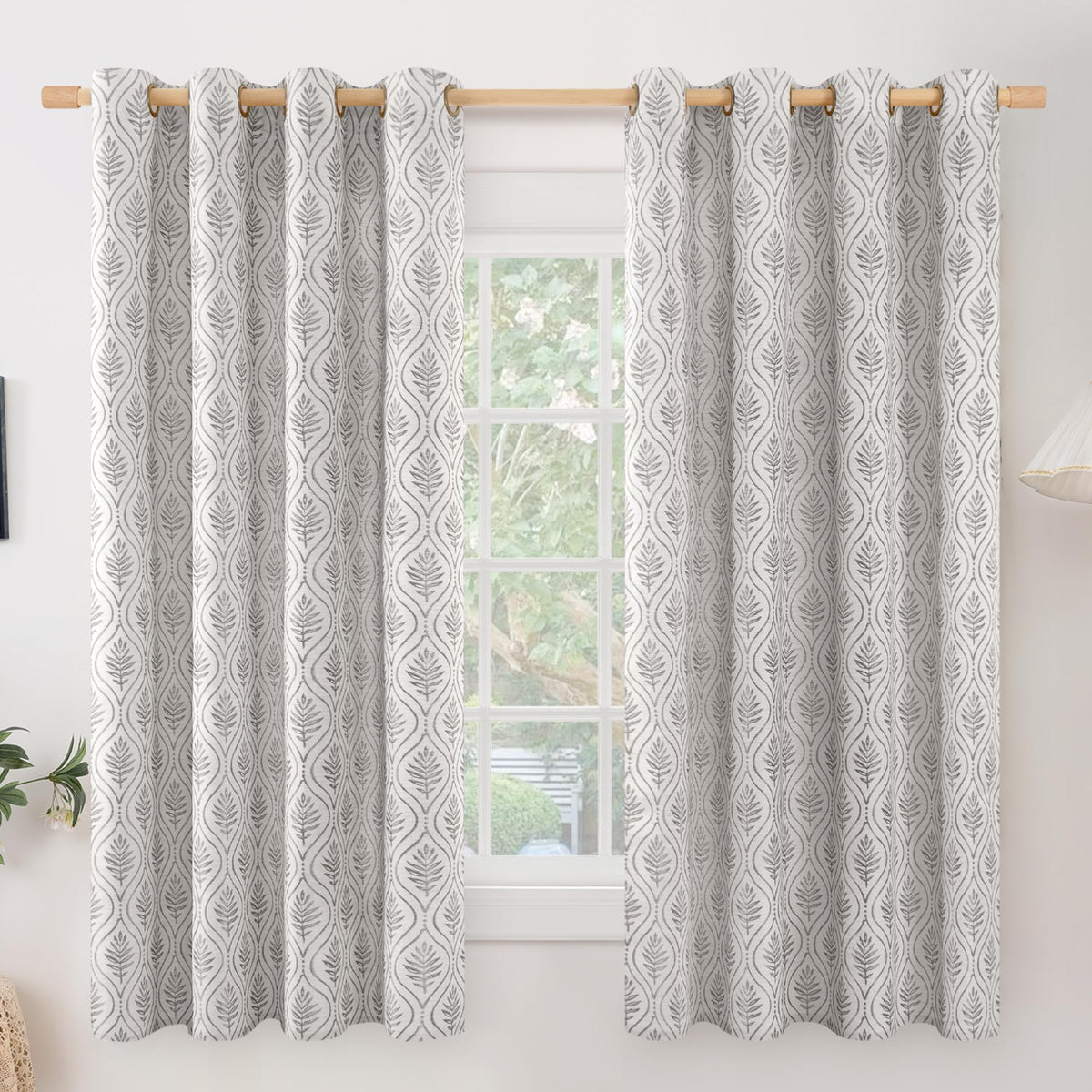 BGment Floral Leaf Curtains for Living Room 84 inch Curtains 2 Panel Set