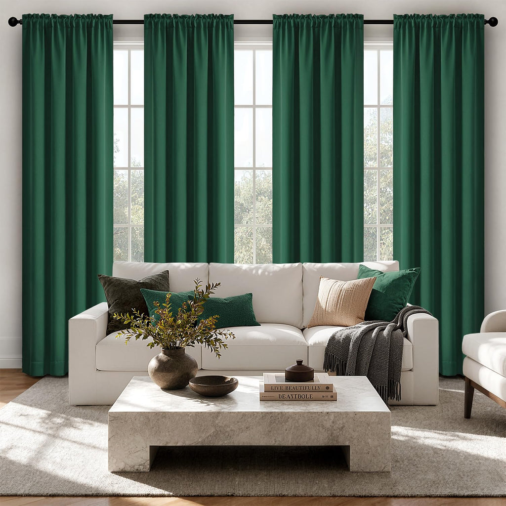 MIULEE Sage Green Blackout Curtains 63 Inch Length for Bedroom 4 Panels