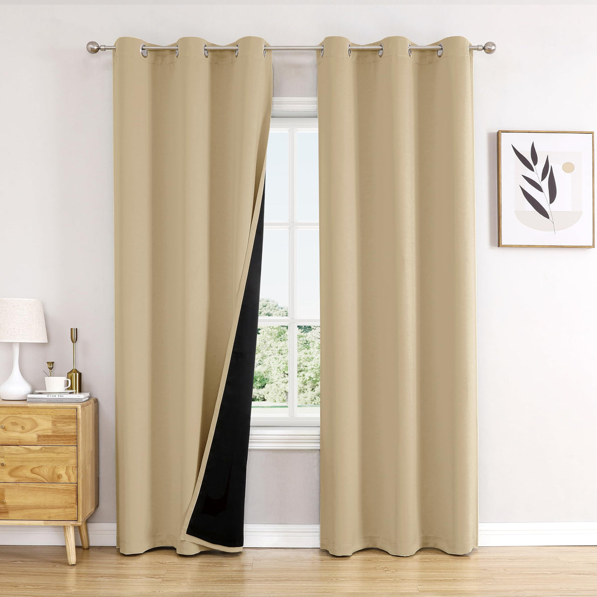 ChrisDowa 100% Blackout Curtains for Bedroom 63 Inches Long 2 Panels Set