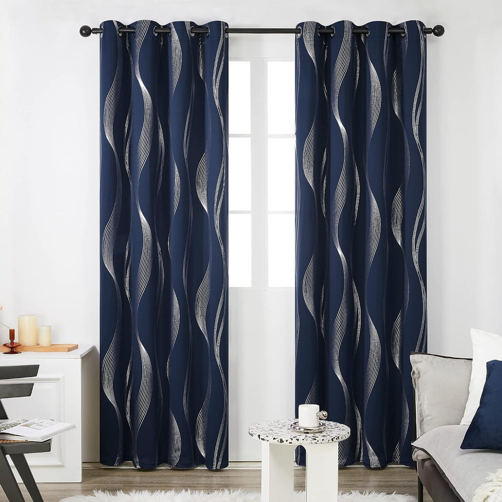 Deconovo Curtains for Living Room, Pattern Blackout Curtains 84 Inches Long