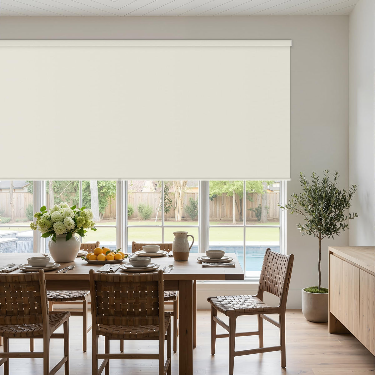 Extra Wide Beige Roller Shades 100% Blackout Blinds for Large Window Bedroom Living Room Dining Free-Stop Cordless Thermal Insulated Black Out Shades with Valance, Room Darkening Blinds Oatmeal,72x72