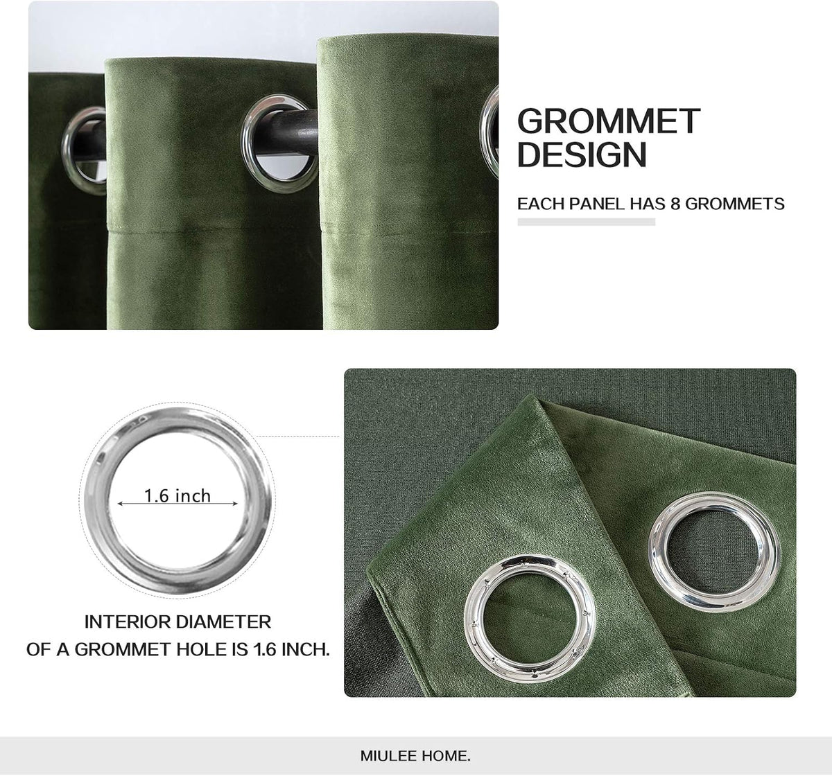 MIULEE Velvet Blackout Curtains Olive Green 52 x 96 Inch Length 2 Panels