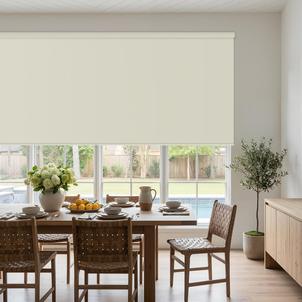 Extra Wide Beige Roller Shades 100% Blackout Blinds for Large Window Bedroom Living Room Dining Free-Stop Cordless Thermal Insulated Black Out Shades with Valance, Room Darkening Blinds Oatmeal,72x72
