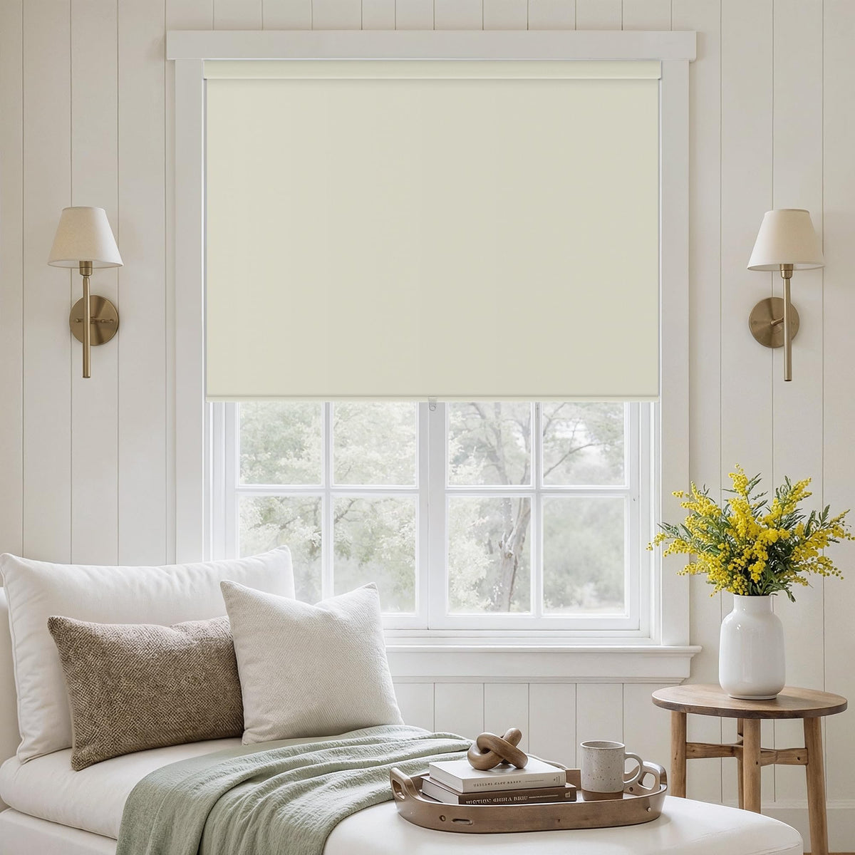 Extra Wide Beige Roller Shades 100% Blackout Blinds for Large Window Bedroom Living Room Dining Free-Stop Cordless Thermal Insulated Black Out Shades with Valance, Room Darkening Blinds Oatmeal,72x72