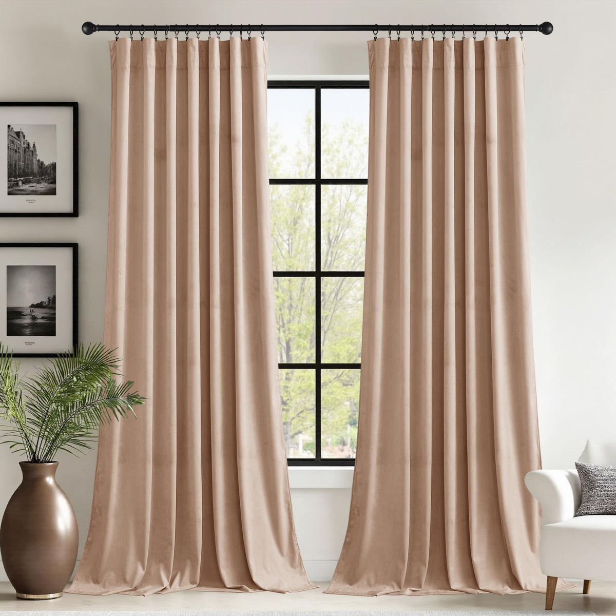 StangH Theater Red Velvet Curtains for Living Room Christmas Decor 2 Panels