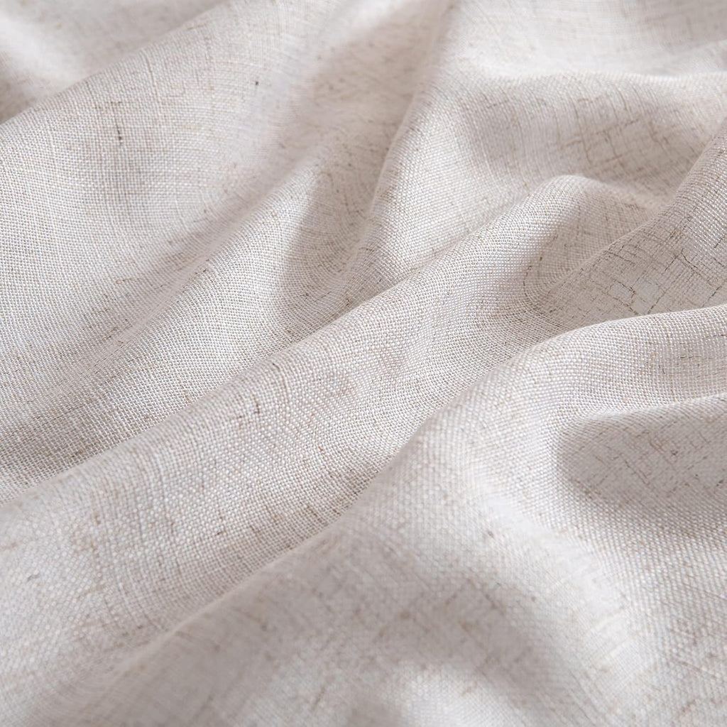 MIULEE Natural White Linen Curtains 52x96 Inch Long 2 Panels for Bedroom