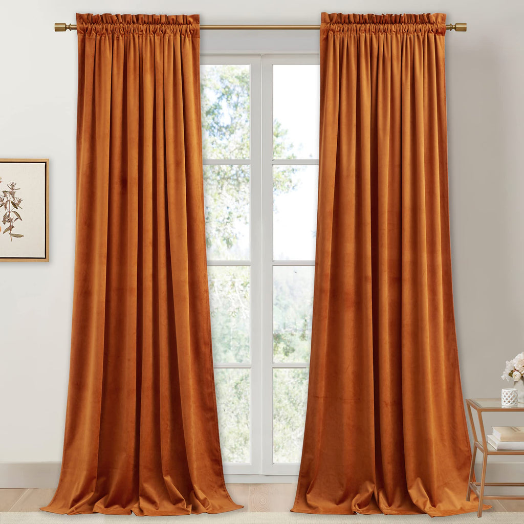 StangH Theater Red Velvet Curtains for Living Room Christmas Decor 2 Panels