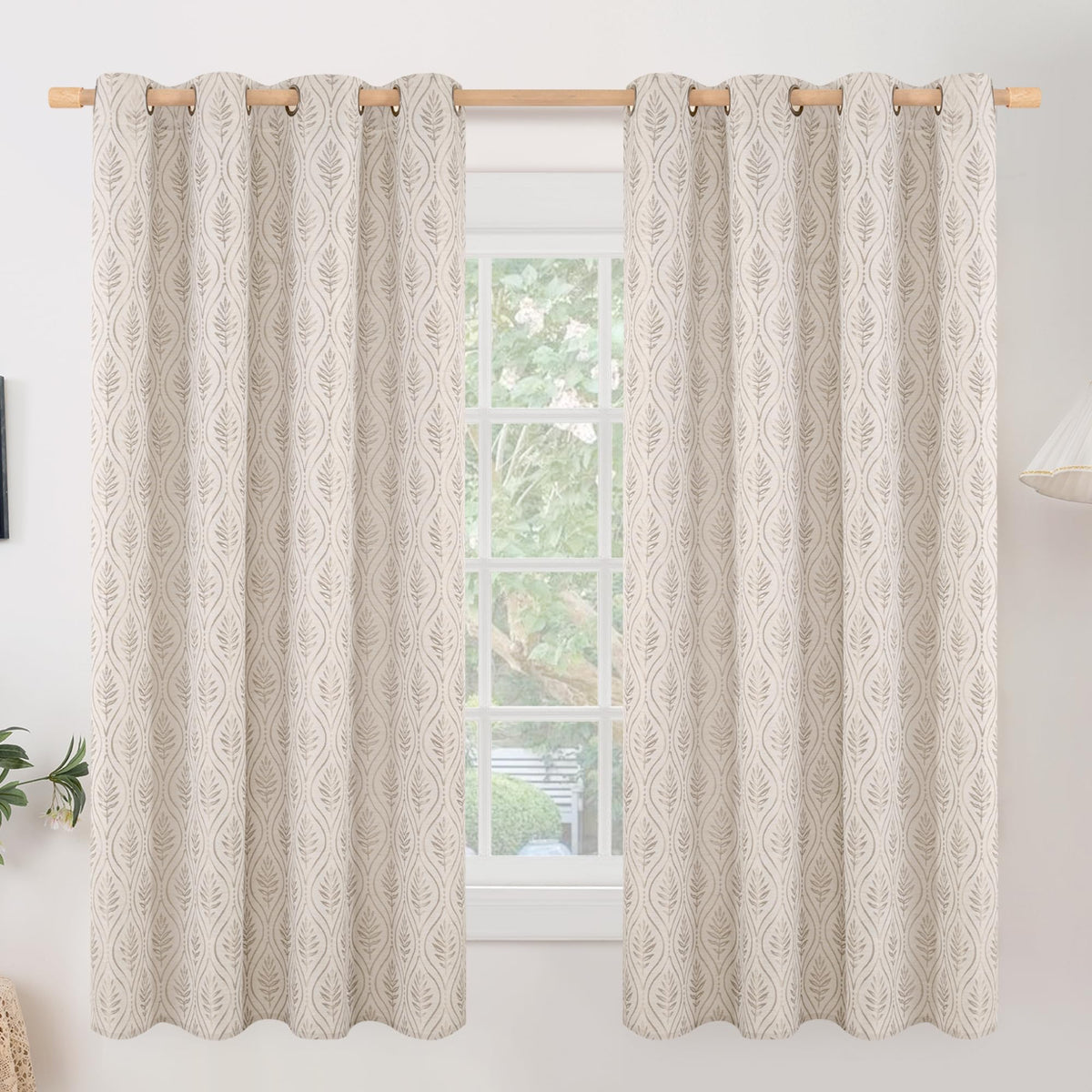 BGment Floral Leaf Curtains for Living Room 84 inch Curtains 2 Panel Set