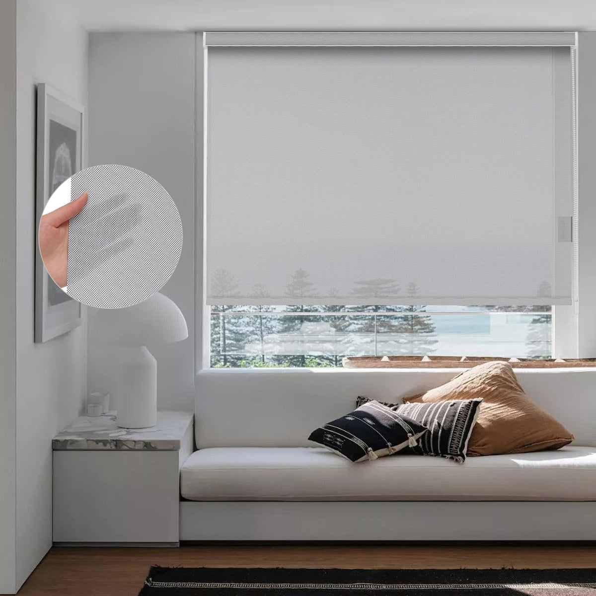 Changshade Custom Corded Solar Roller Shades, Light Filtering Window Blinds for UV, Glare and Heat Control, Custom Size Shades for Office, Living Room, Bedroom and Kitchen