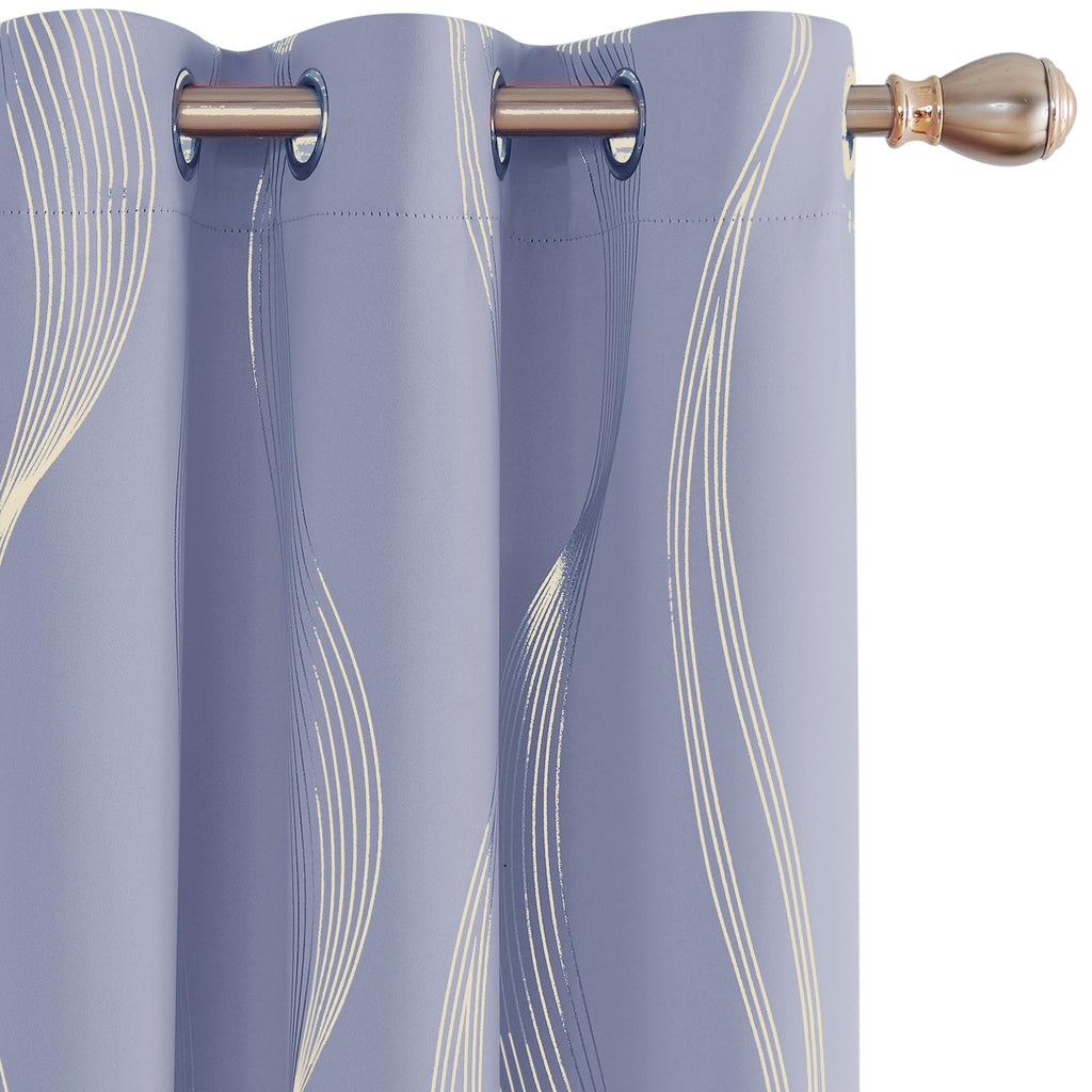 Deconovo Curtains for Living Room, Pattern Blackout Curtains 84 Inches Long
