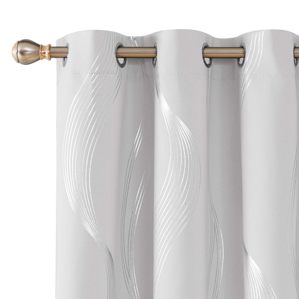 Deconovo Curtains for Living Room, Pattern Blackout Curtains 84 Inches Long