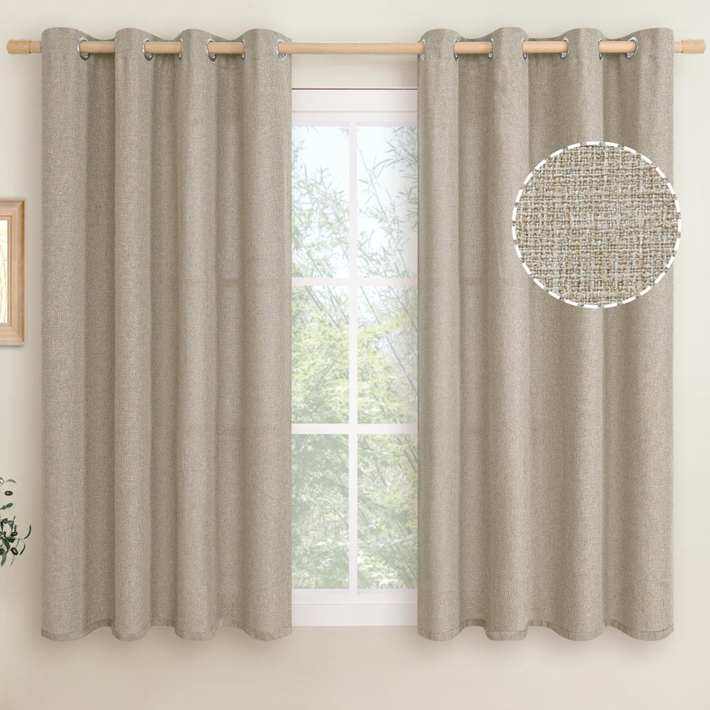 LAMIT 90 Inch Long Oatmeal Linen Curtains for Living Room 2 Panels